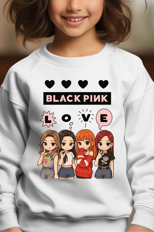 BlackPink Kpop Barn Genser - Love - Hvit - Unisex