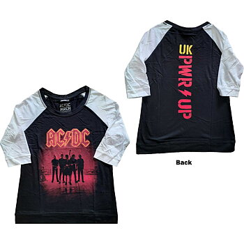 AC/DC Ladies Raglan T-Shirt: PWR-UP UK (Back Print) (XXXX-Large)