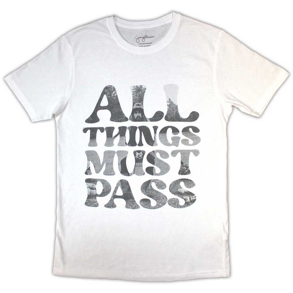 George Harrison Unisex T-Shirt: All Things Must Pass Text Infill (Large)