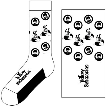 The Beatles Unisex Ankle Socks: Band & Meanies Monochrome (Size 40-45)