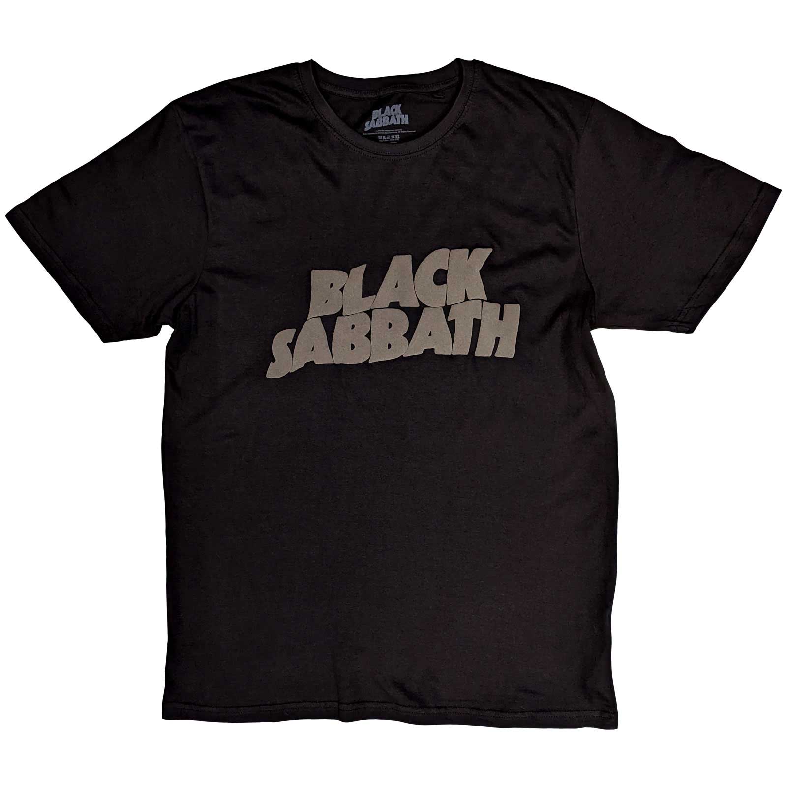 Black Sabbath Unisex T-Shirt: Wavy Logo (Hi-Build) (X-Large)