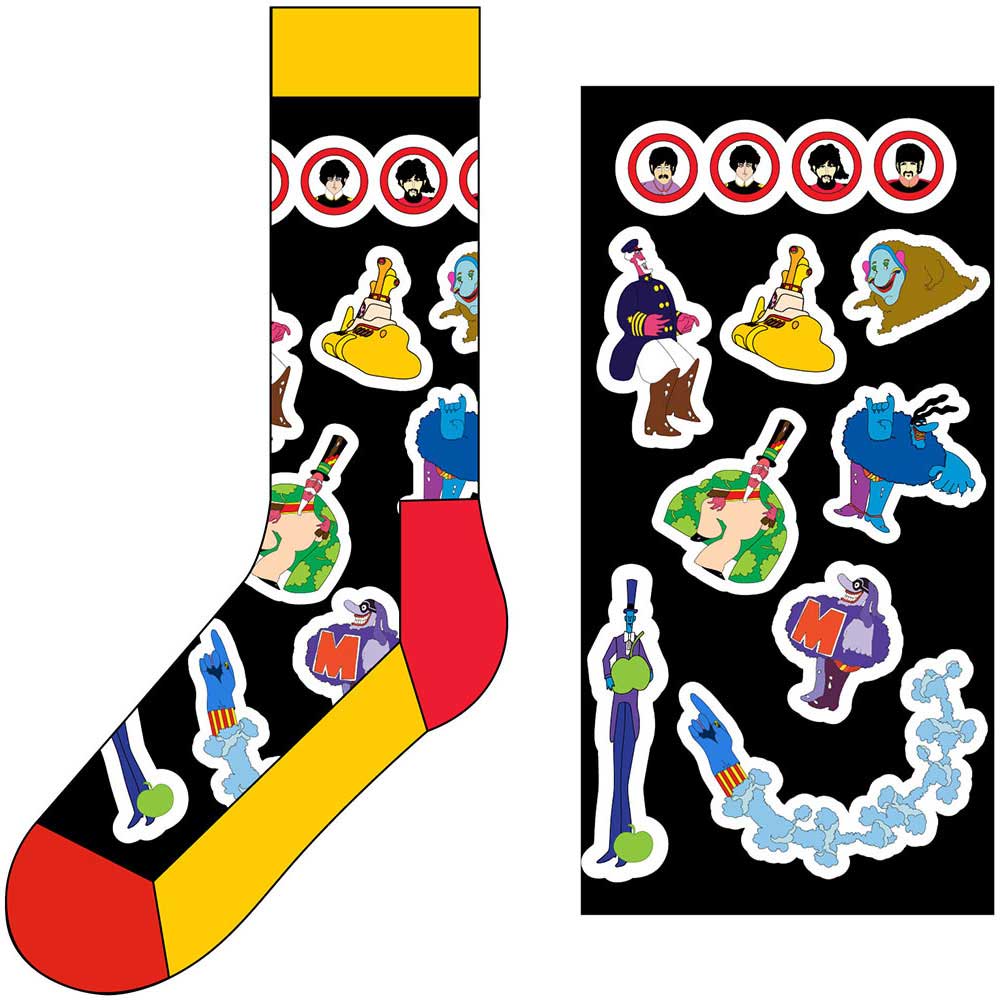 The Beatles Unisex Ankle Socks: Portholes & Characters The Beatles Unisex Ankle Socks: Band & Meanies Monochrome (Size 40-45)