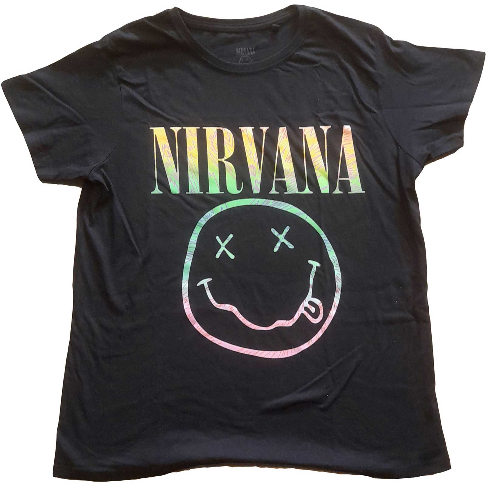 Nirvana Ladies T-Shirt: Sorbet Ray Smiley (UK Size 10) (Small)