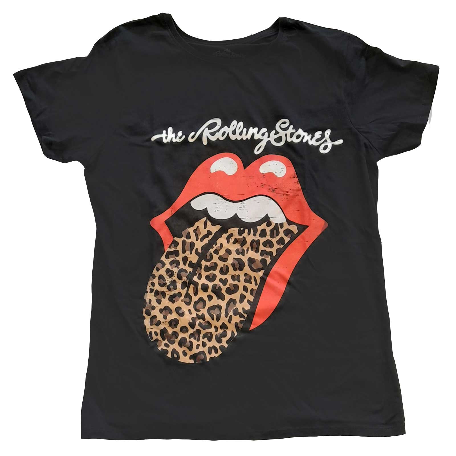 The Rolling Stones Ladies T-Shirt: Leopard Print Tongue (10)