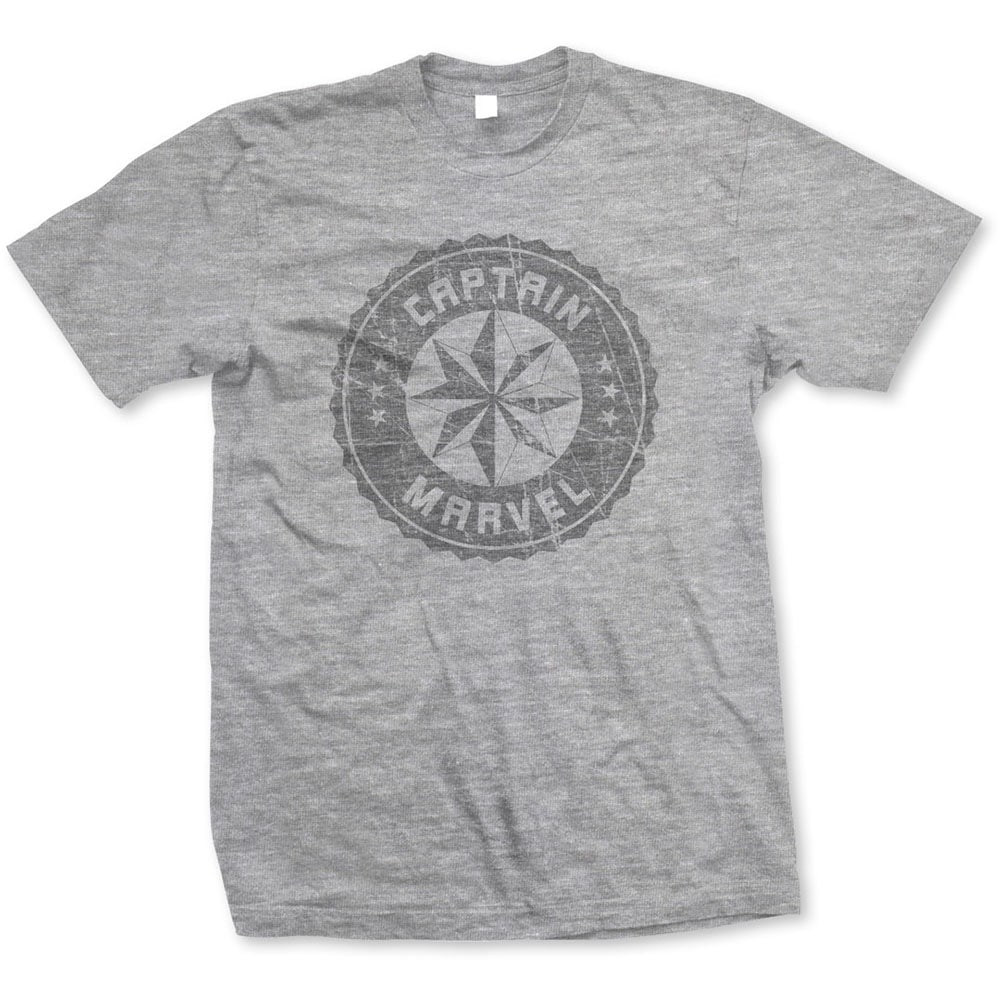 Marvel Comics Unisex T-Shirt: Captain Marvel Grey Circle (Small)
