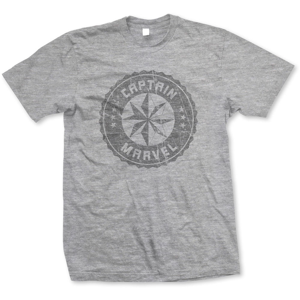 Marvel Comics Unisex T-Shirt: Captain Marvel Grey Circle (X-Large)