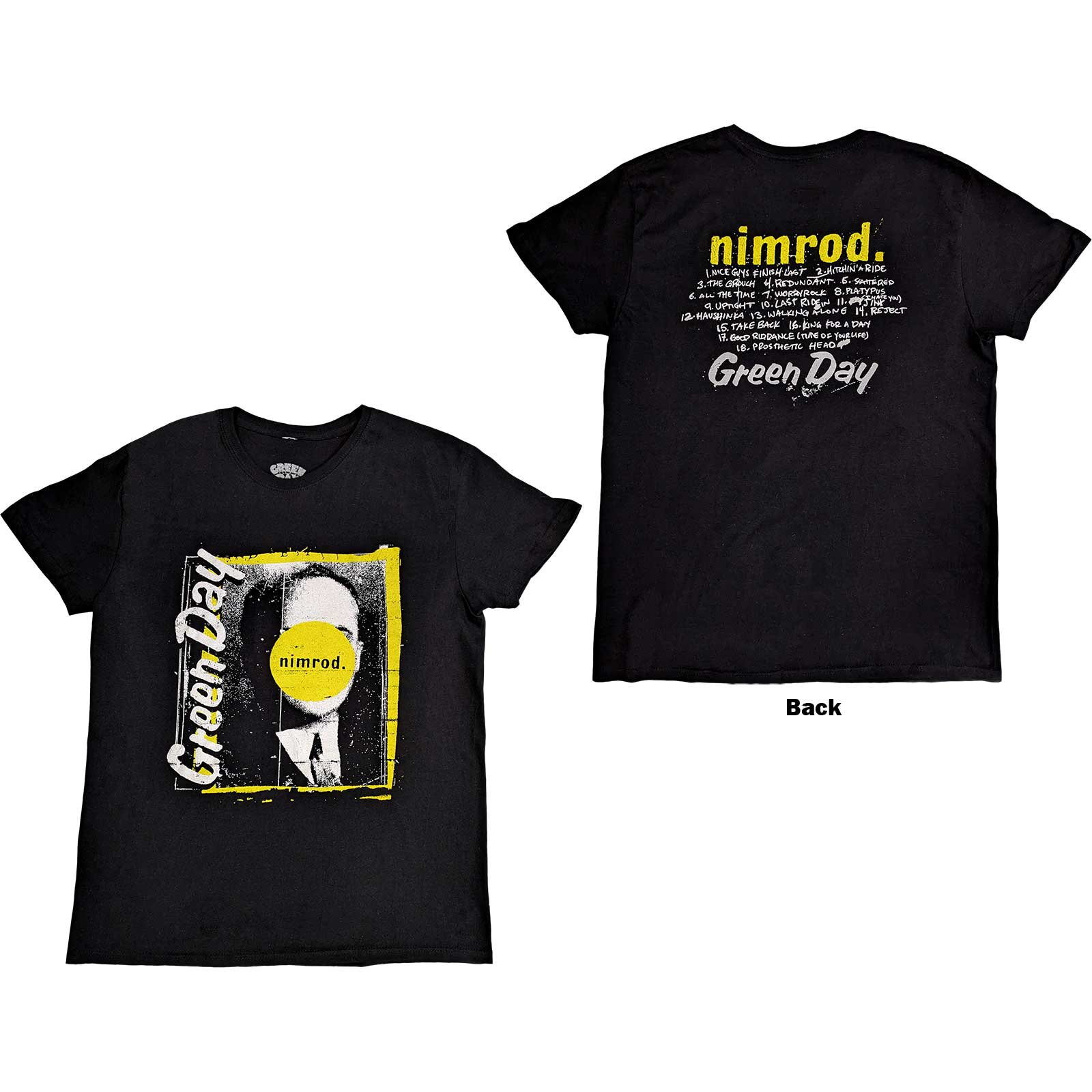 Green Day Unisex T-Shirt: Nimrod Tracklist (Back Print) (X-Large)