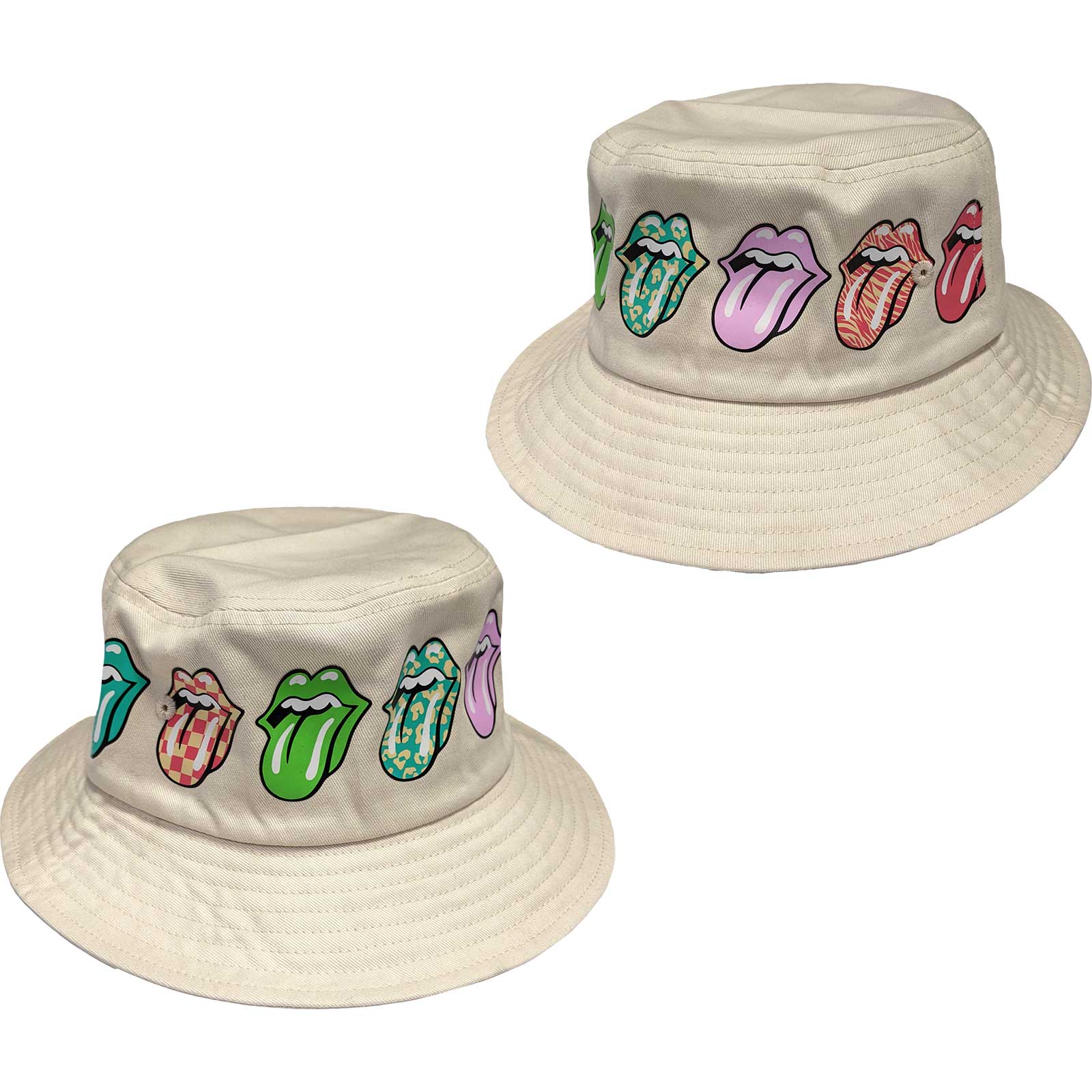 The Rolling Stones Unisex Bucket Hat: Multi-Tongue Pattern (Small/Medium)