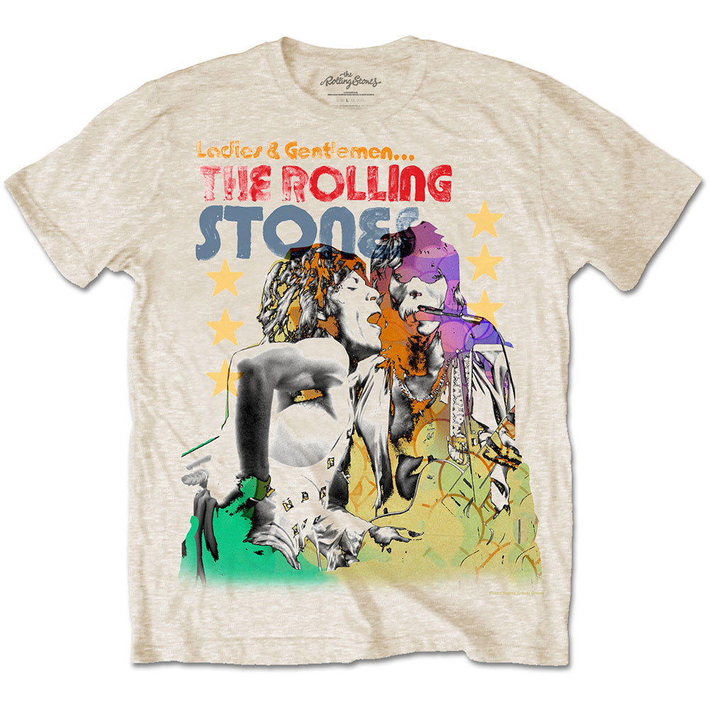 The Rolling Stones Unisex Tee: Mick & Keith Watercolour Stars (Large)