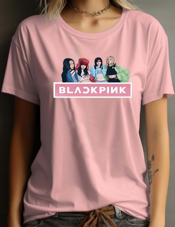 BlackPink Unisex T-shirt - Band Photo - Rosa - 100% Bomull