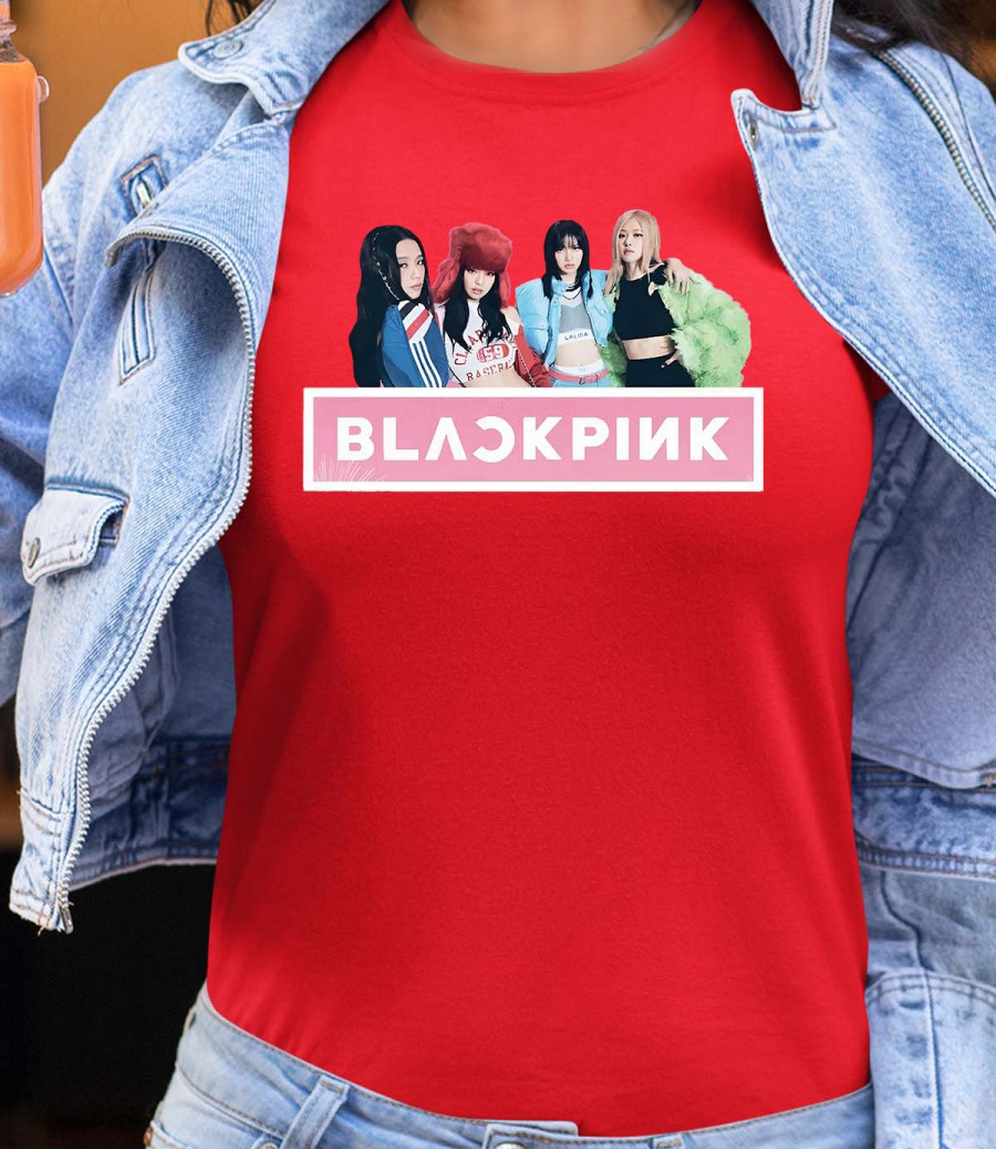 BlackPink Unisex T-paita - Band Photo - Punainen - 100% Puuvilla