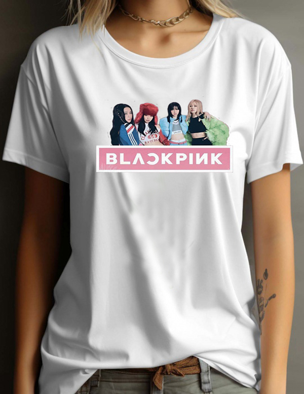 BlackPink Unisex T-skjorte - Band Photo - Hvit - 100% Bomull