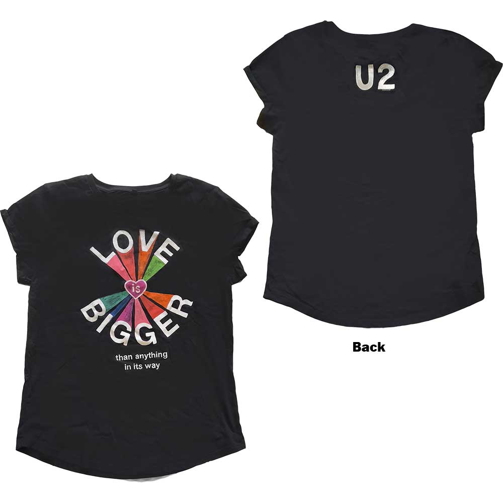 U2 Ladies Babydoll T-Shirt: Love Is Bigger (Back Print) (Large)