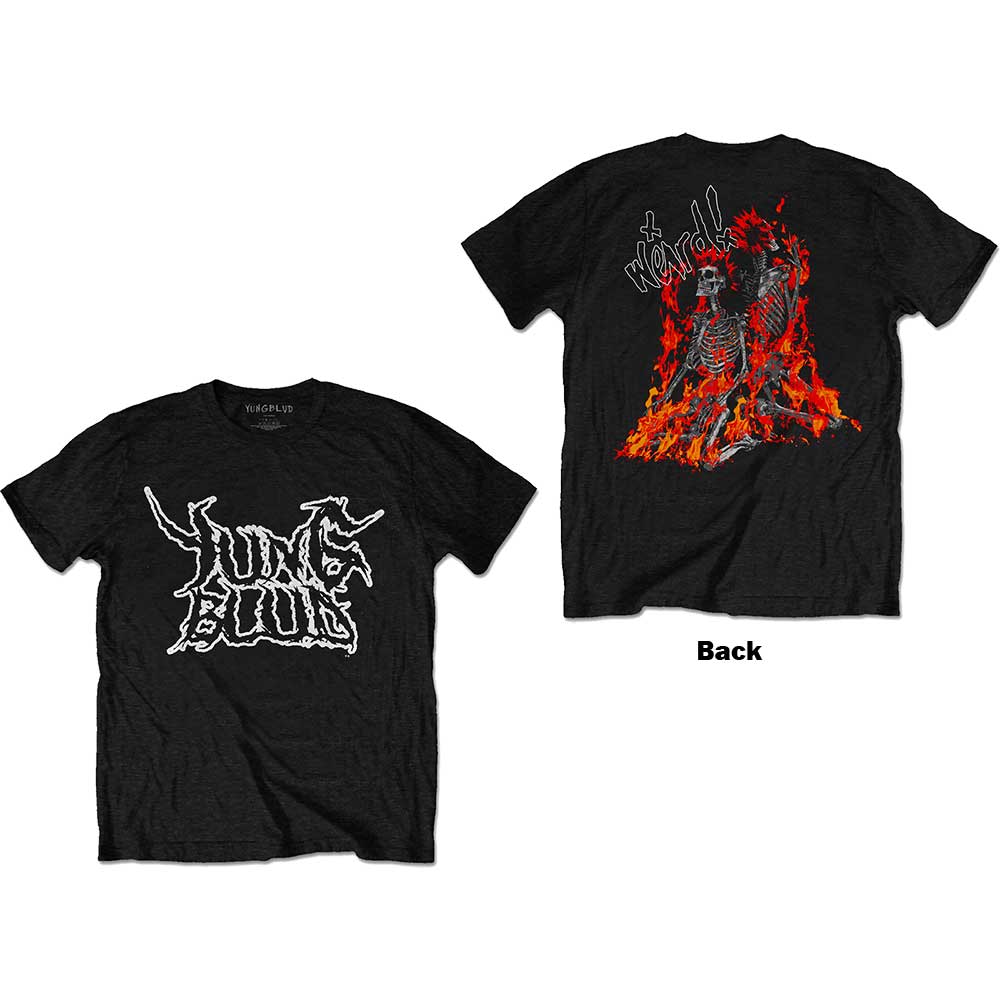 Yungblud Unisex T-Shirt: Weird Flaming Skeletons (Back Print) (Medium)