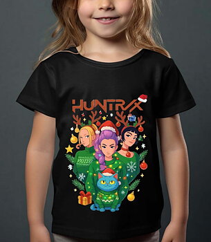 Huntrix kids t-shirt: "Christmas" - black - size 3-4 years