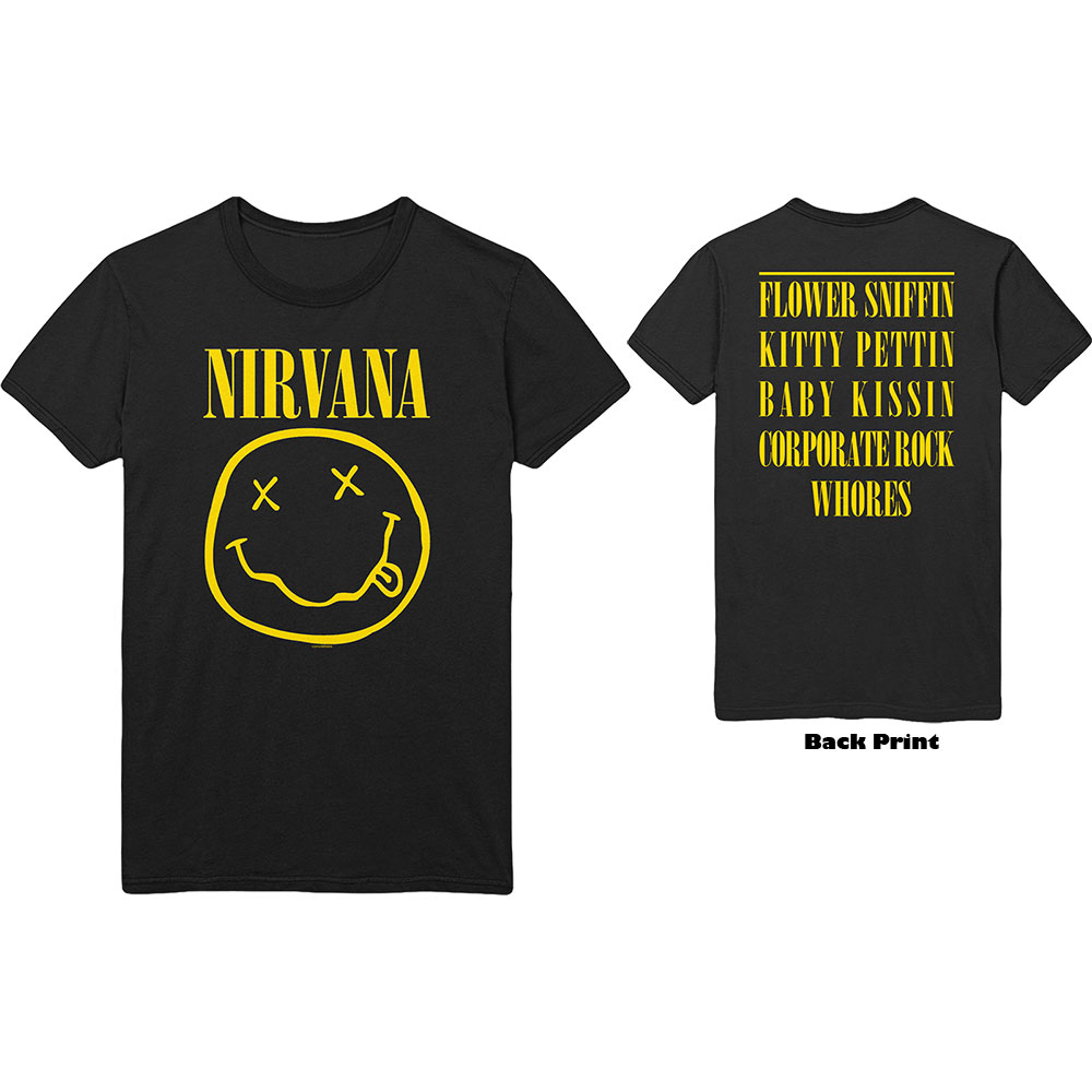 Nirvana Unisex T-Shirt: Flower Sniffin (Back Print & Plus Sizes) (XXXXX-Large)