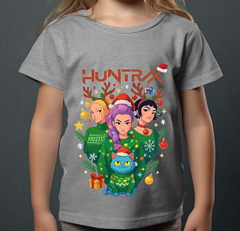 Huntrix kids t-shirt: "Christmas" - gray - size 12-14 years
