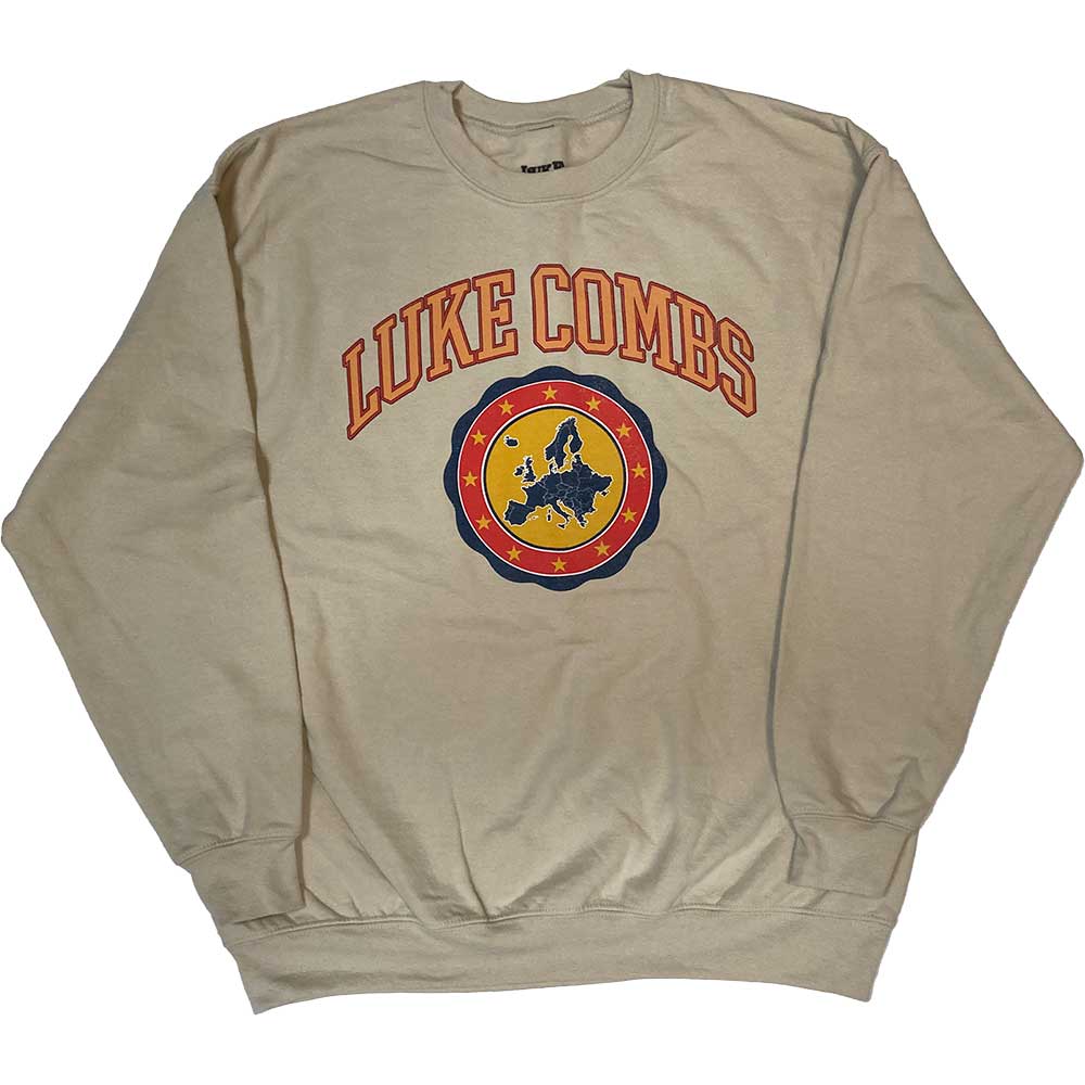Luke Combs Unisex Sweatshirt: Tour '23 Europe Map (Ex-Tour) (Large)