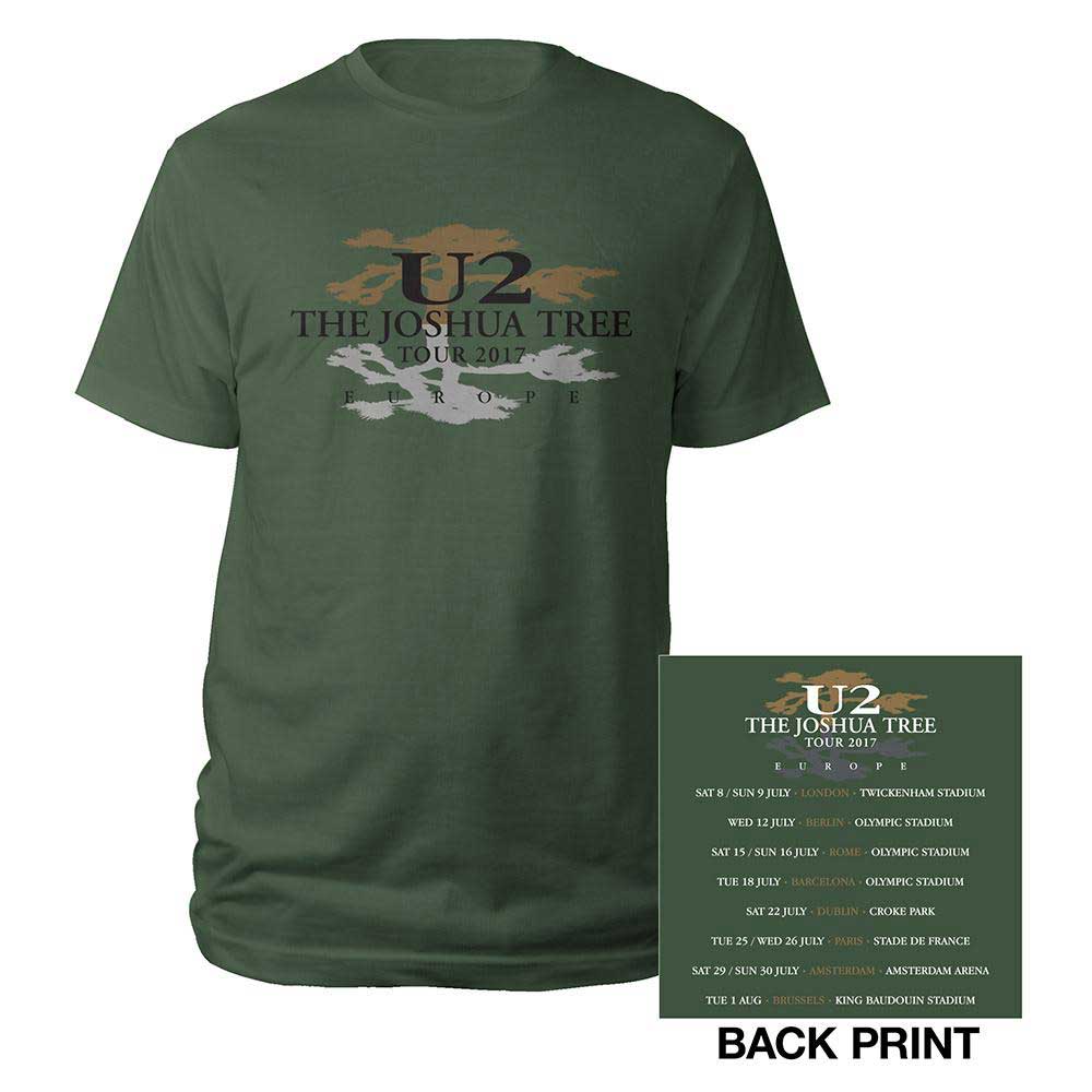 U2 Unisex T-Shirt: Joshua Tree Logo 2017 (Back Print) (Small)