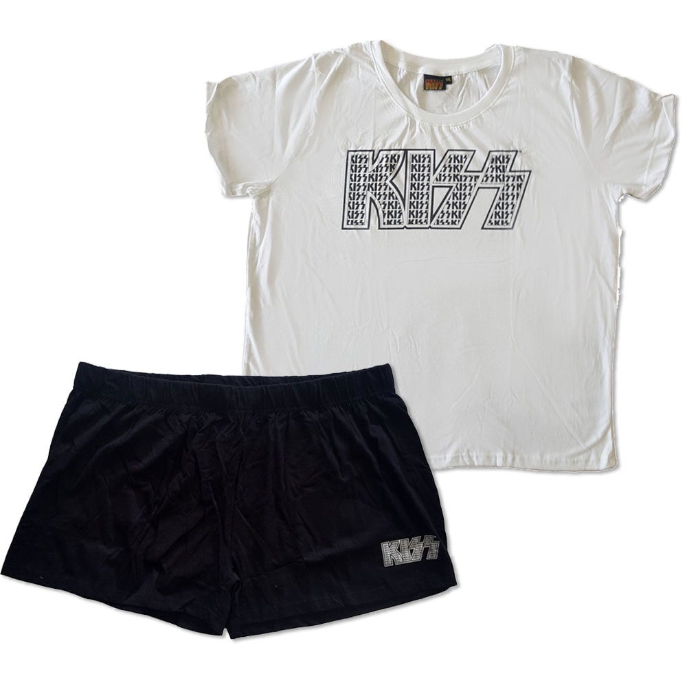 KISS Ladies Summer Pyjamas: Logo Infill (X-Large)