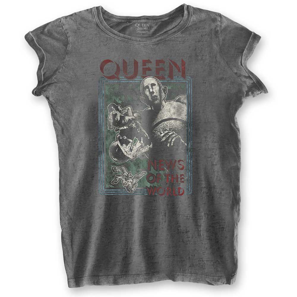 Queen Ladies Burn Out T-Shirt: News of the World (XX-Large)