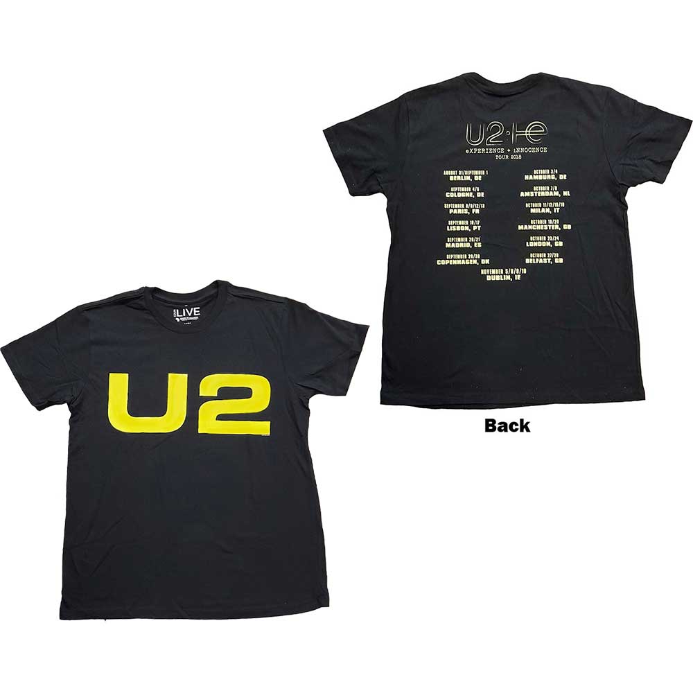 U2 Unisex T-Shirt: Logo 2018 (Back Print) (Large)