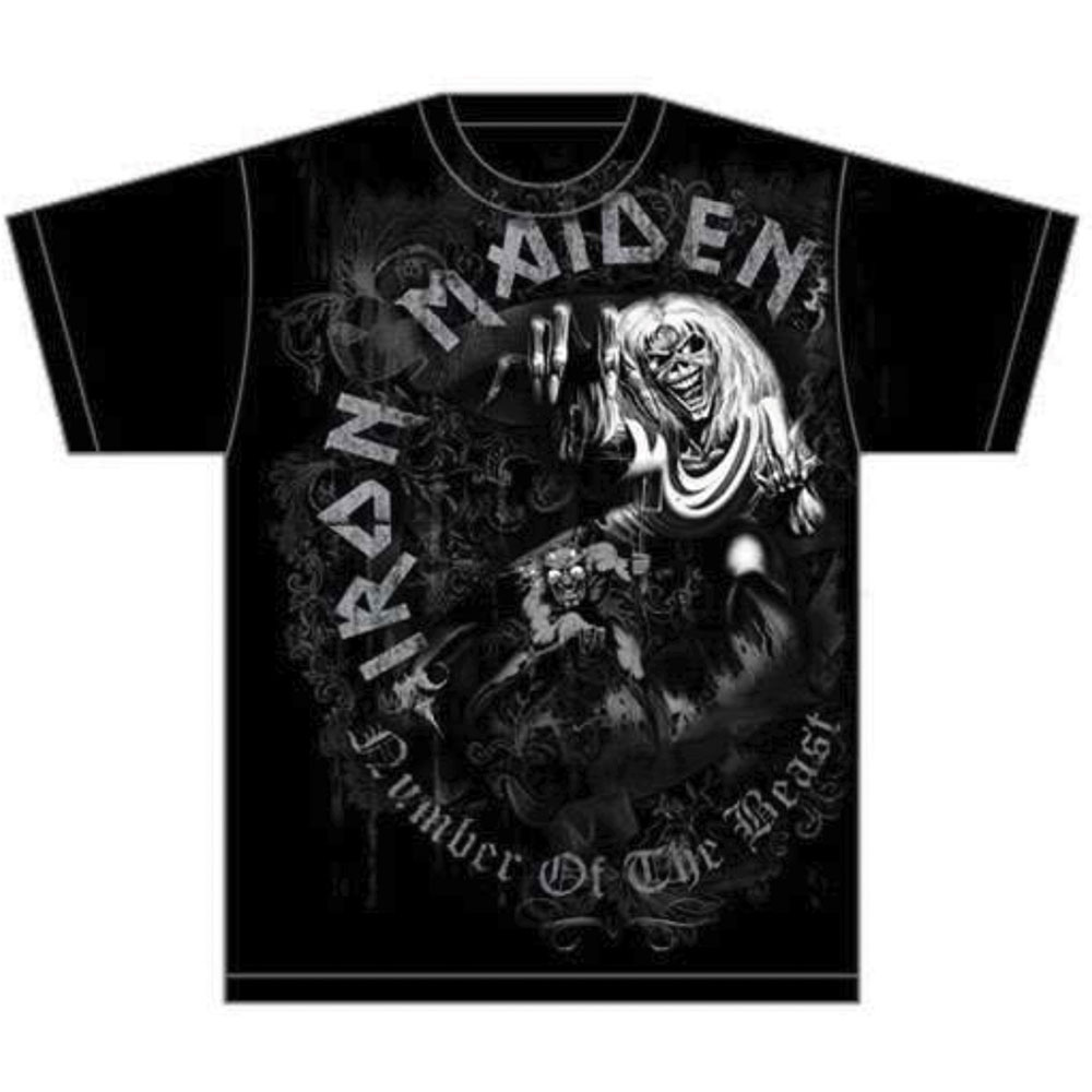Iron Maiden Unisex T-Shirt: Number of the Beast Grey Tone (X-Large)