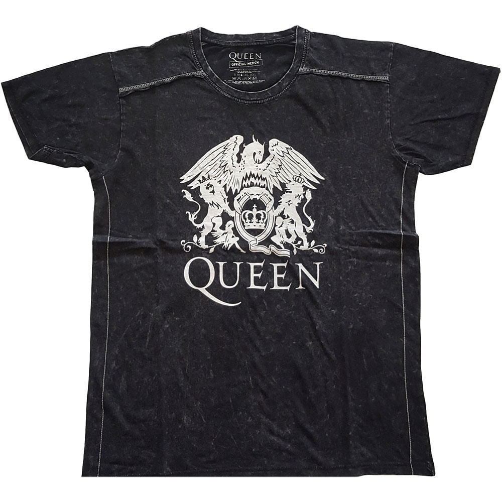 Queen Unisex Snow Wash T-Shirt: Classic Crest (Large)