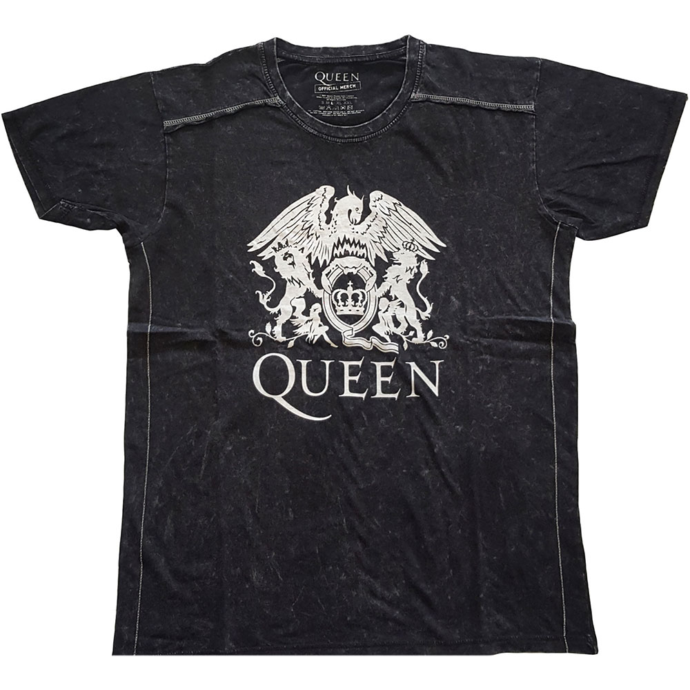 Queen Unisex Snow Wash T-Shirt: Classic Crest (X-Large)