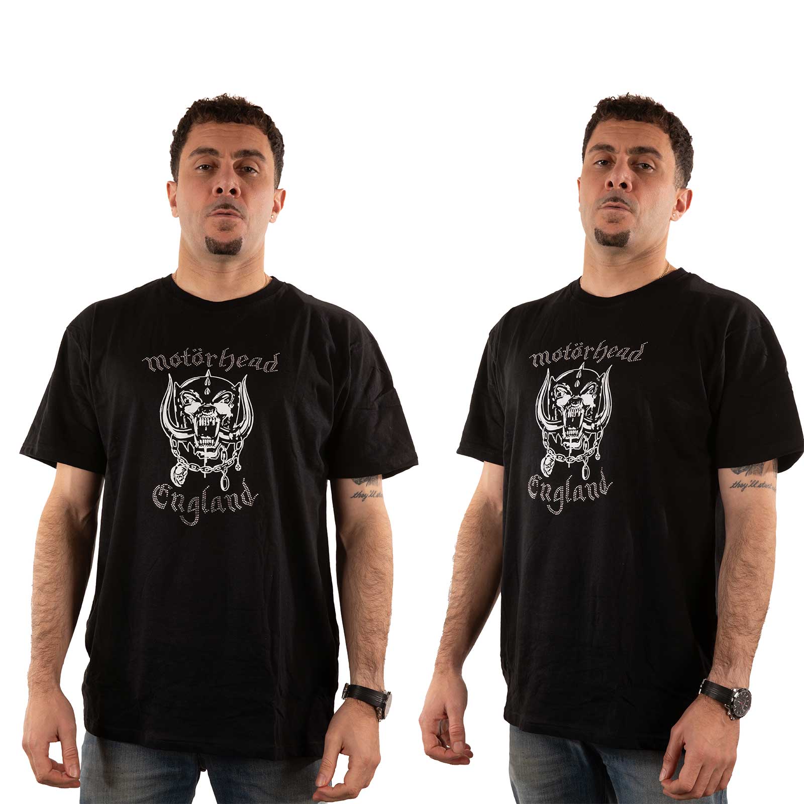 Motorhead Unisex Embellished T-Shirt: England (Diamante) (Small)
