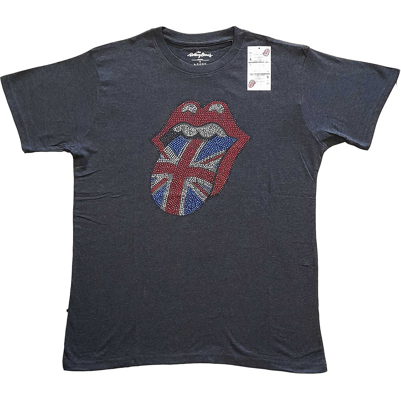 The Rolling Stones Unisex Embellished T-Shirt: Classic UK (Diamante) (X-Large)