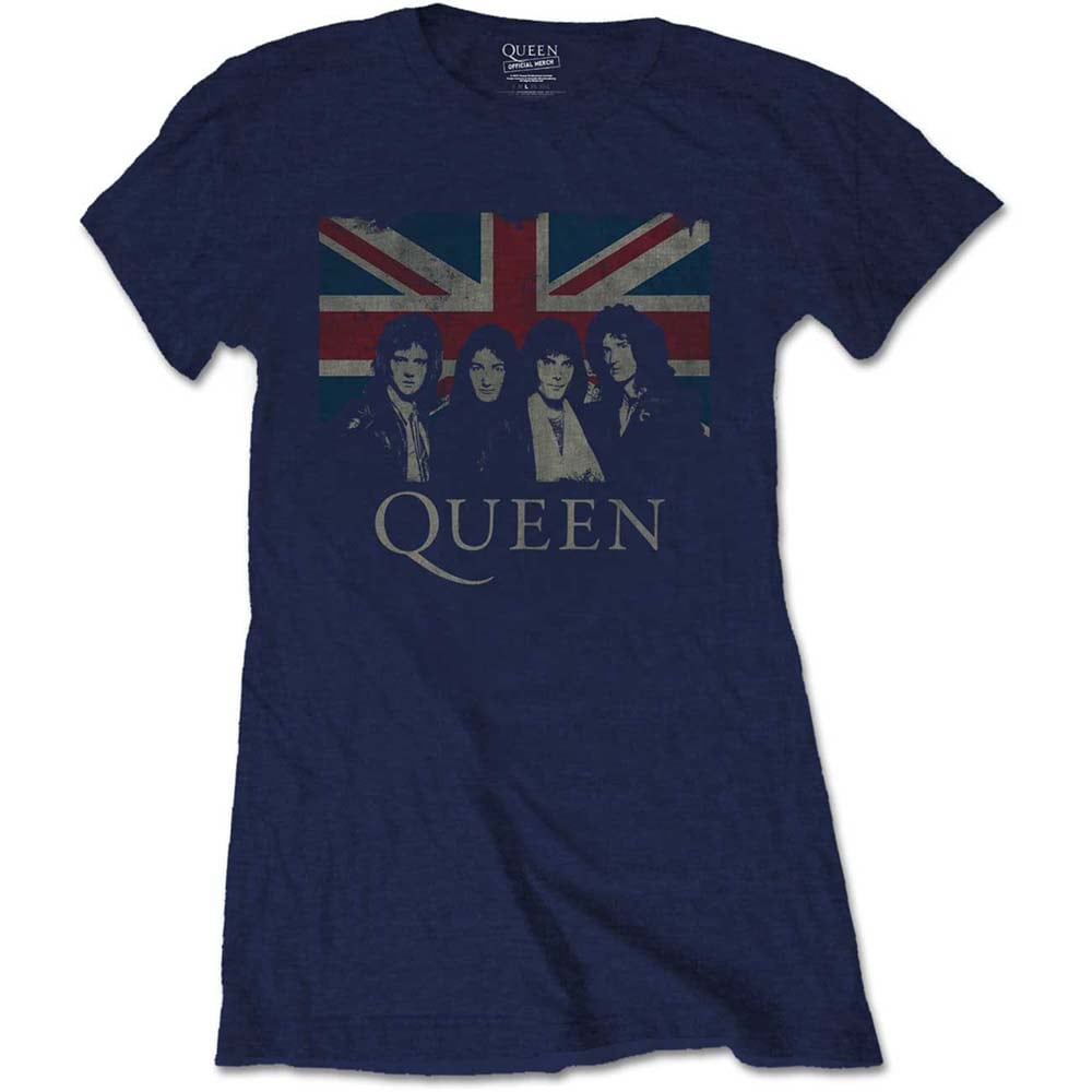 Queen Ladies T-Shirt: Vintage Union Jack (X-Large)