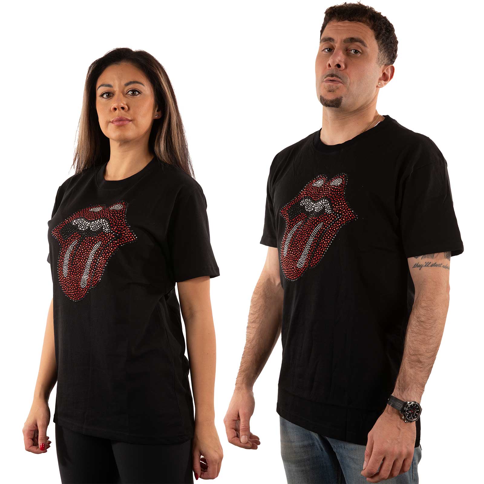 The Rolling Stones Unisex Embellished T-Shirt: Classic Tongue (Diamante) (XX-Large)