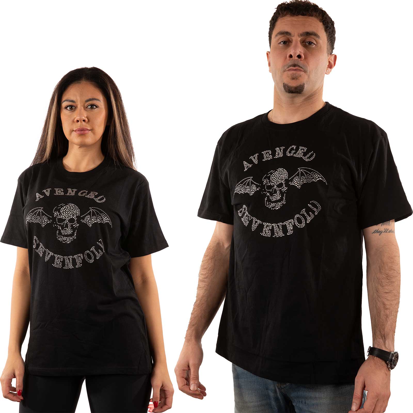 Avenged Sevenfold Unisex Embellished T-Shirt: Deathbat (Diamante) (XX-Large)