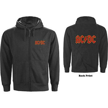AC/DC Unisex Zipped Hoodie: Logo (Back Print) (Medium)