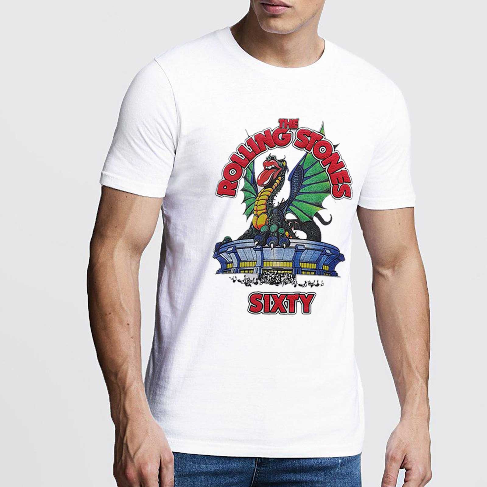 The Rolling Stones Unisex Hi-Build T-Shirt: Sixty Stadium Dragon (Puff Print) (X-Large)