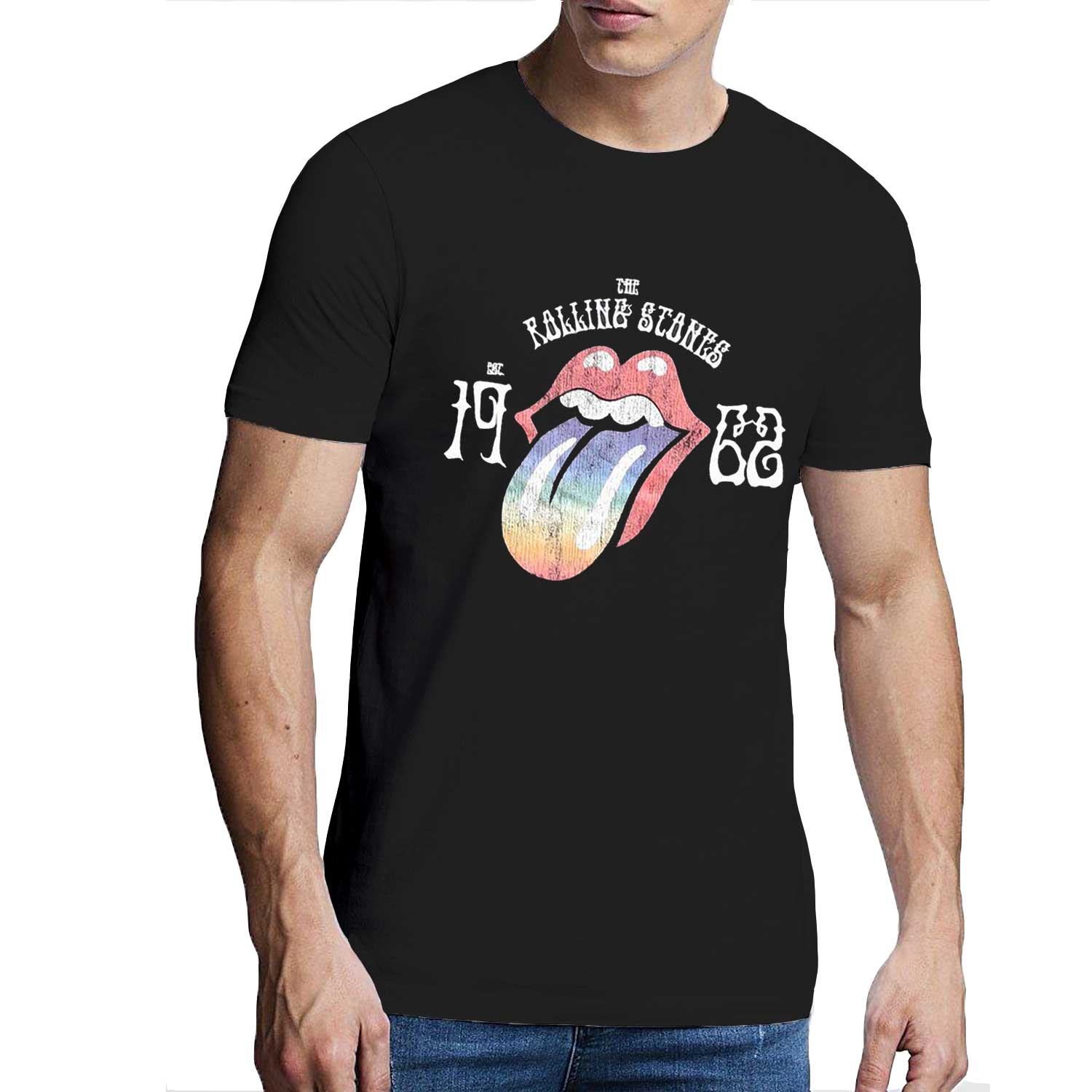 The Rolling Stones Unisex Hi-Build T-Shirt: Sixty Rainbow Tongue '62 (Puff Print) (XX-Large)