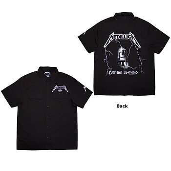 Metallica Unisex Casual Shirt: Ride The Lightning (Black) (Back & Sleeve Print) (XX-Large)