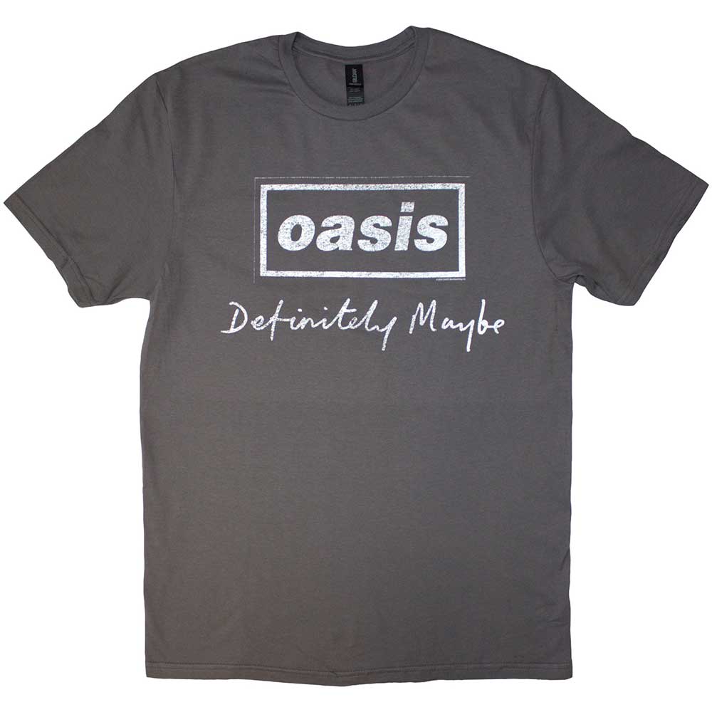 Oasis Unisex T-Shirt: Definitely Maybe Distressed Text Logo (Large)