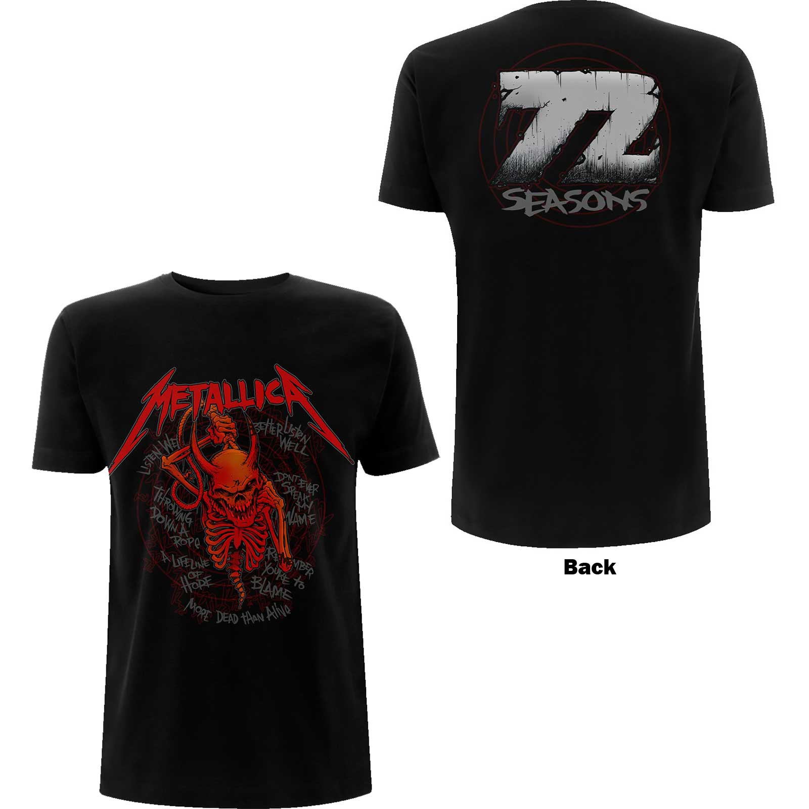 Metallica Unisex T-Shirt: Skull Screaming Red 72 Seasons (Back Print) (X-Large)