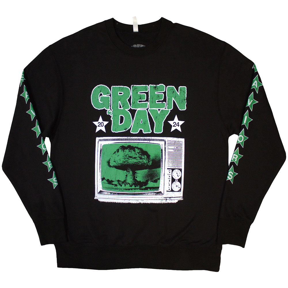 Green Day Unisex Sweatshirt: TV Explosion (Sleeve Print) (X-Large)