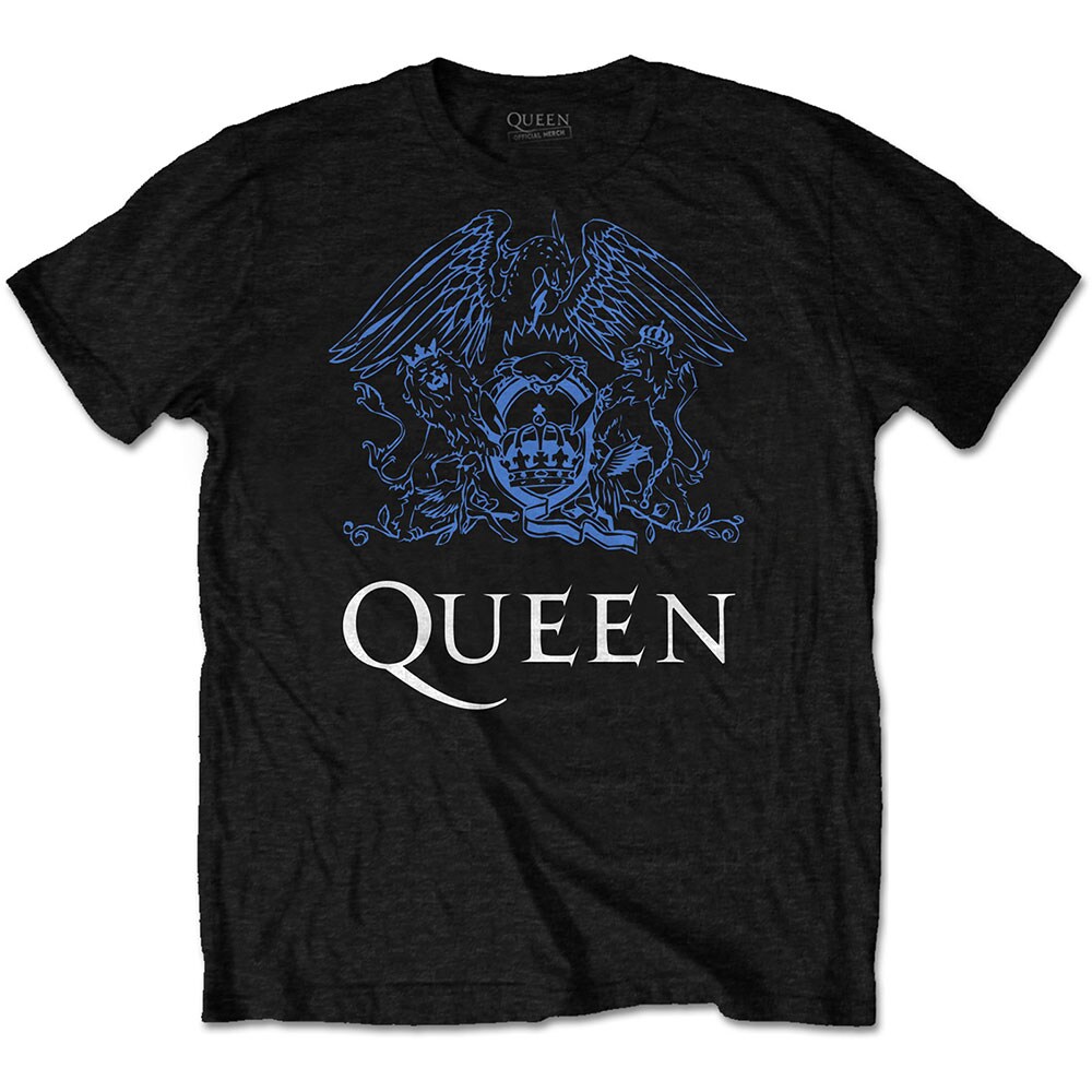 Queen Unisex T-Shirt: Blue Crest (Large)