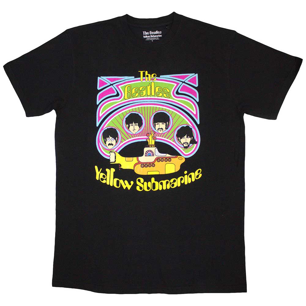 The Beatles Unisex T-Shirt: Yellow Submarine Heads in Circles v2 (X-Large)