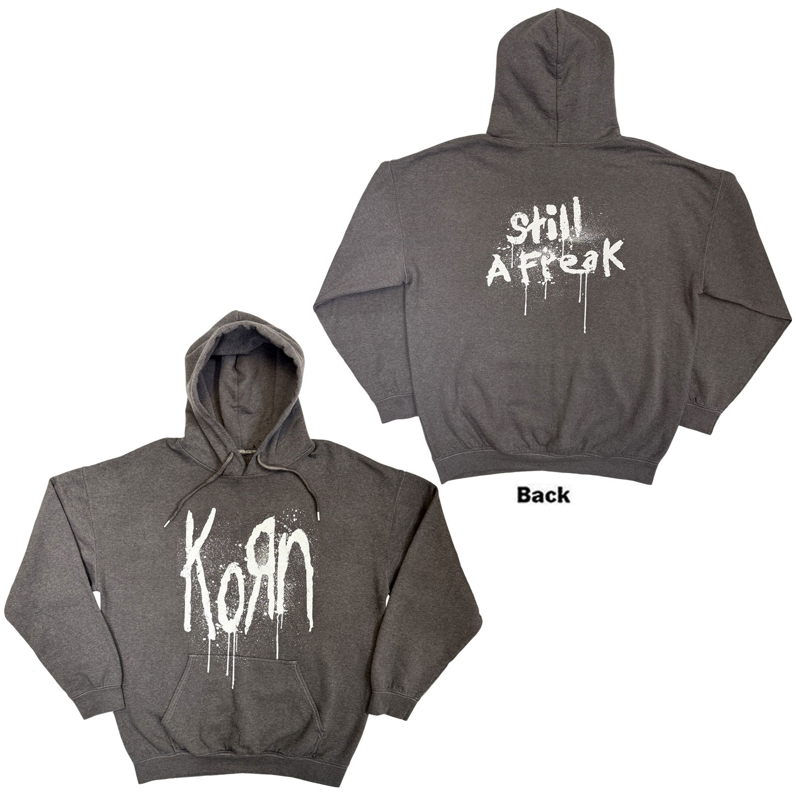 Korn Unisex Hoodie: Still A Freak (kolgrå) (ryggtryck)