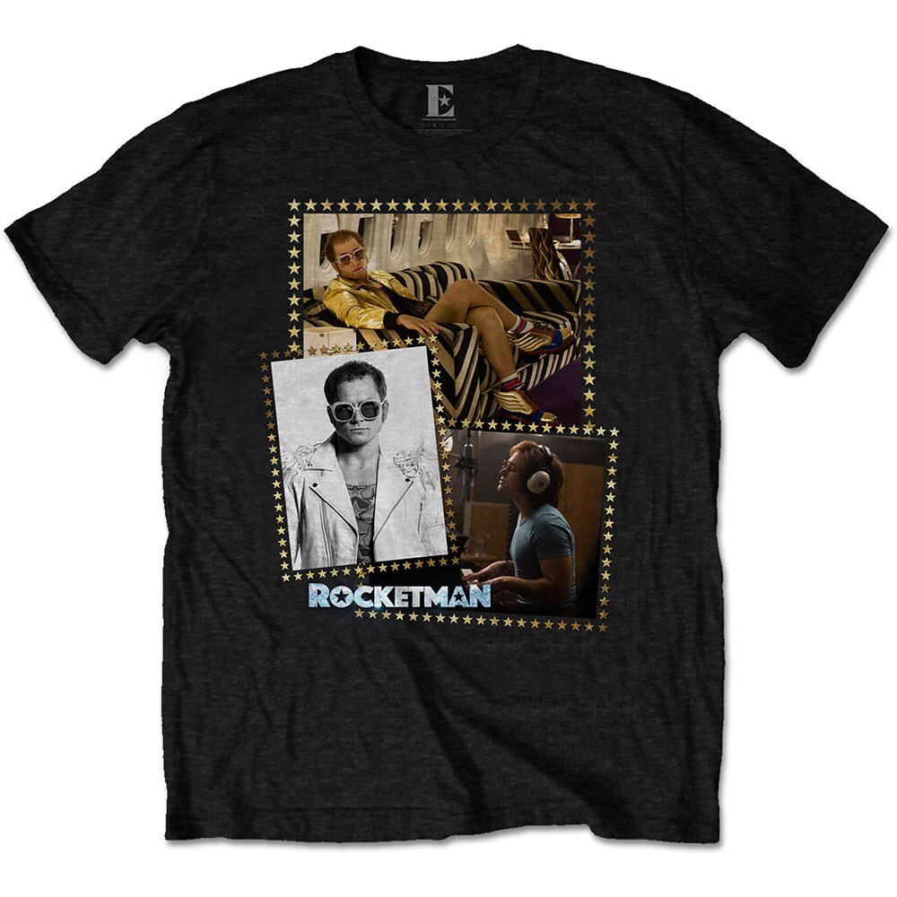 Elton John Unisex T-Shirt: Rocketman Montage (Large)