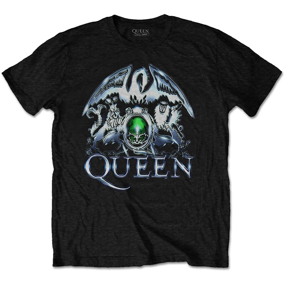 Queen Unisex T-Shirt: Metal Crest (X-Large)