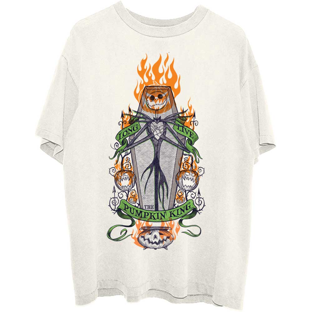 Disney Unisex T-Shirt: The Nightmare Before Christmas Orange Flames Pumpkin King  (Large)