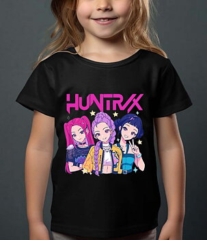 Huntrix Kpop Demon Hunters barn t-shirt: "Demon" - flera färger - storlek 3-14 år