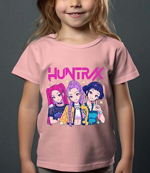 Huntrix Kpop Demon Hunters barn t-shirt: "Demon" - flera färger - storlek 3-14 år
