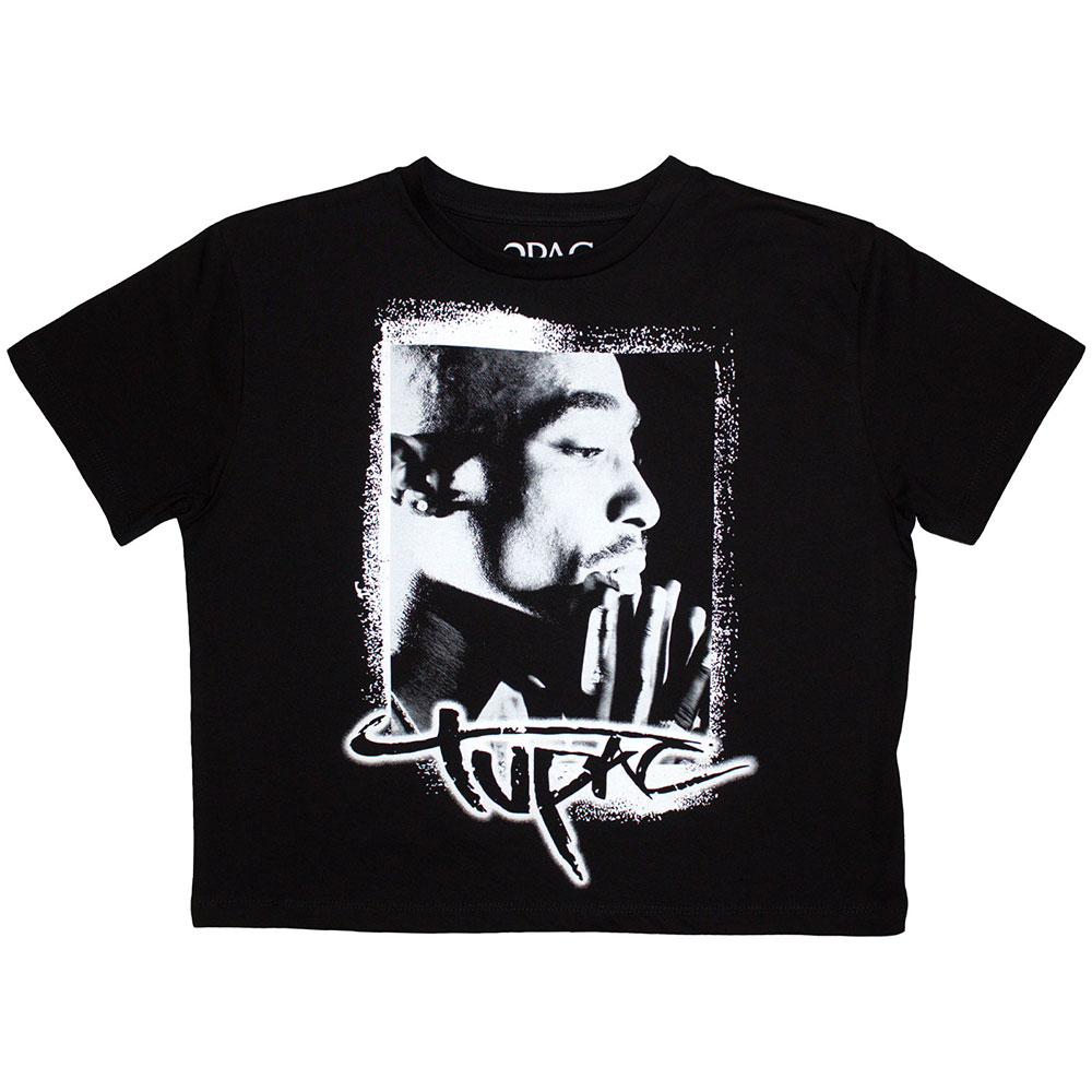 Tupac Ladies Crop Top: Spray Photo (Large)